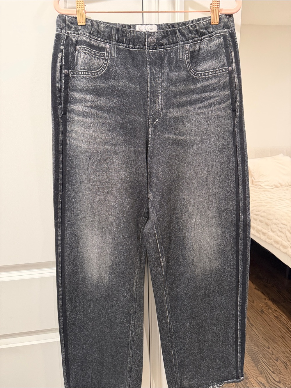 rag & bone Miramar sport stripe sweatpant Women's Jeans in Washed Black